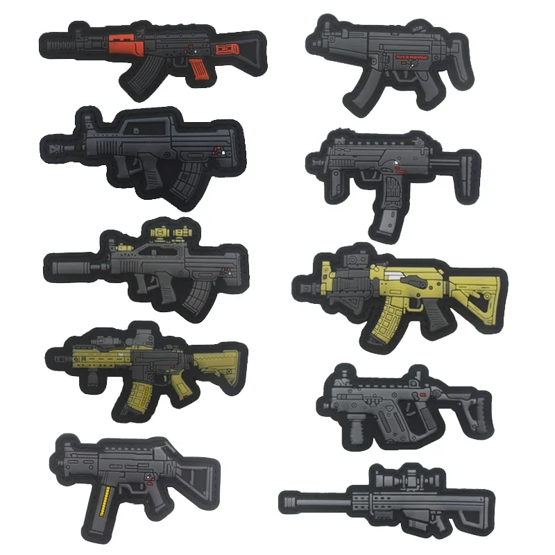 Mini parche de gancho de pistola de PVC personalizado, Rifle de francotirador 3D de goma, insignia de moral AK81 para casco de mochila táctica militar al aire libre - imagen 2