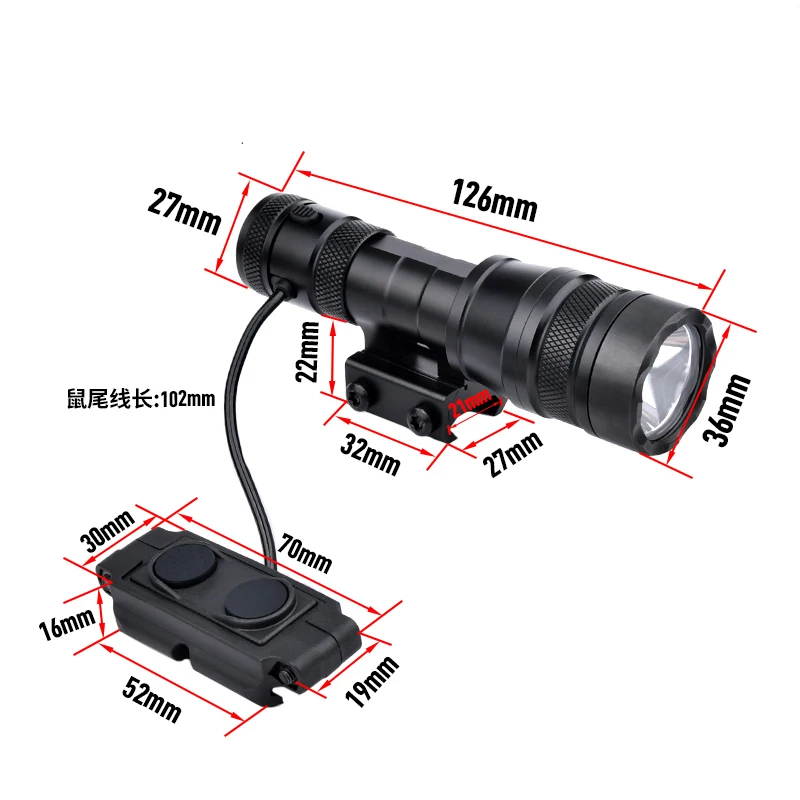 Linterna táctica REIN 1,0, luz de explorador con interruptor de doble función para caza, compatible con riel Picatinny de 20mm para pistola de juguete Airsoft - imagen 3