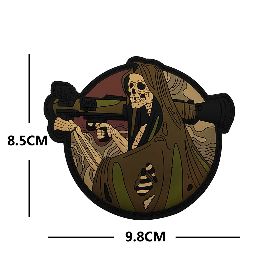 Bolsa de goma de PVC 3D de nuevo diseño, accesorio, insignia de agarre de Reaper, parche de mochila de moral militar con calavera de lanza de hueso para ropa - imagen 5