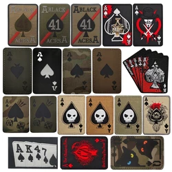 Parche de póker para mochilas, pegatina táctica militar reflectante de gancho y bucle, insignias de moral bordadas de Ace Spades