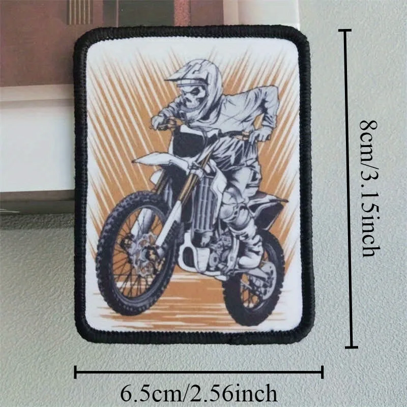 Parche estampado de esqueleto para motociclista, insignia de moral táctica, gancho y bucle, pegatina decorativa para mochila, parches para brazalete para ropa - imagen 3