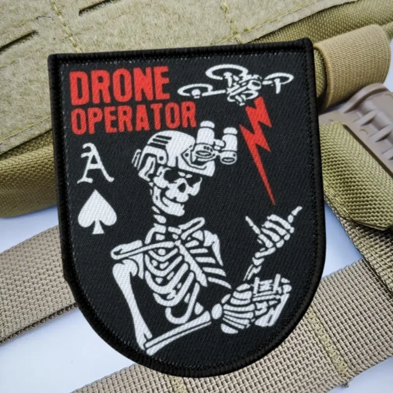 Parche con estampado de calavera para operador de Dron, chaleco táctico, sombreros con gancho y bucle, insignia de moral, pegatinas para mochila, parches para brazalete para ropa - imagen 4