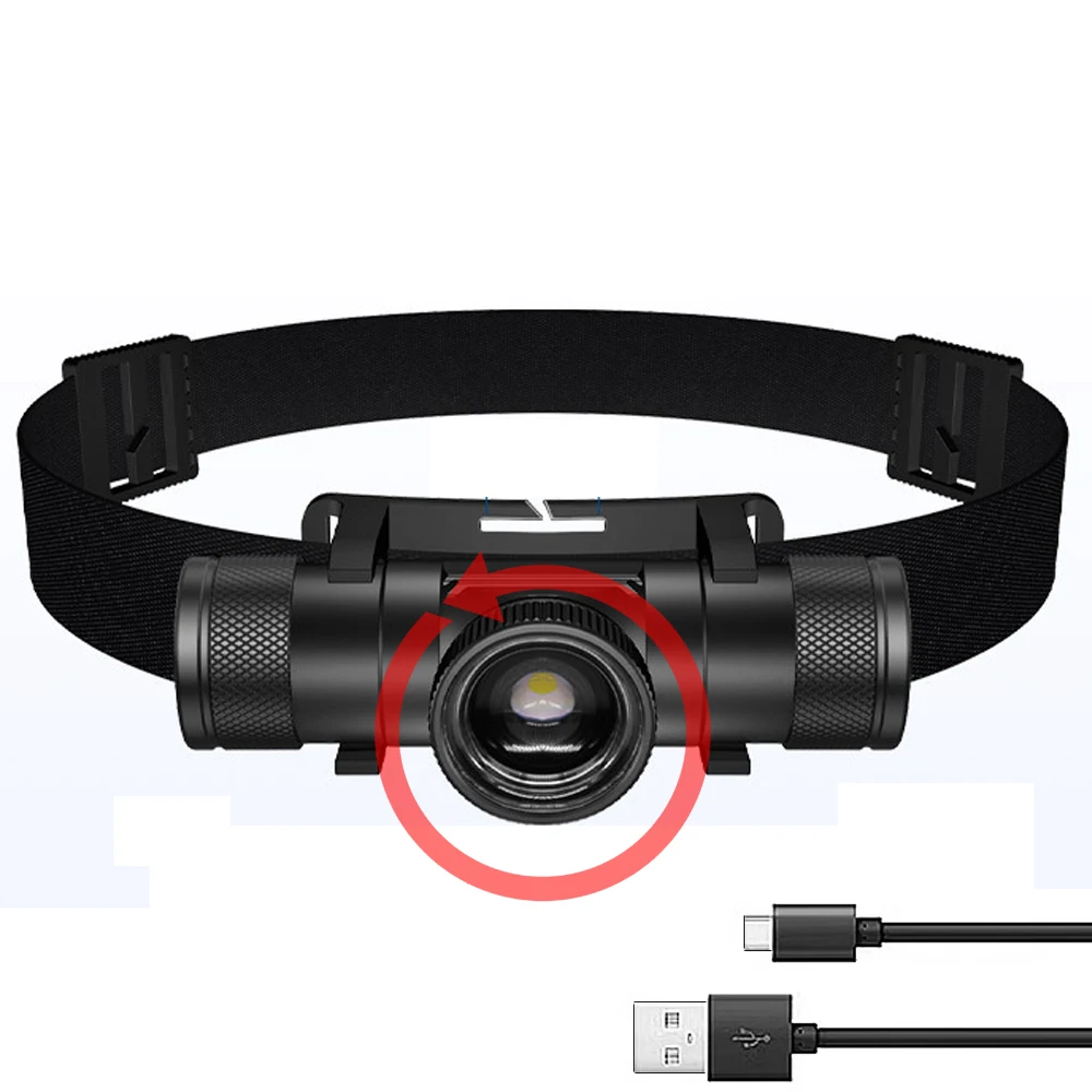 Linterna frontal recargable, linterna frontal LED con zoom de 1200 lúmenes para adultos, linterna frontal recargable impermeable IP66 con 9 modos - imagen 5