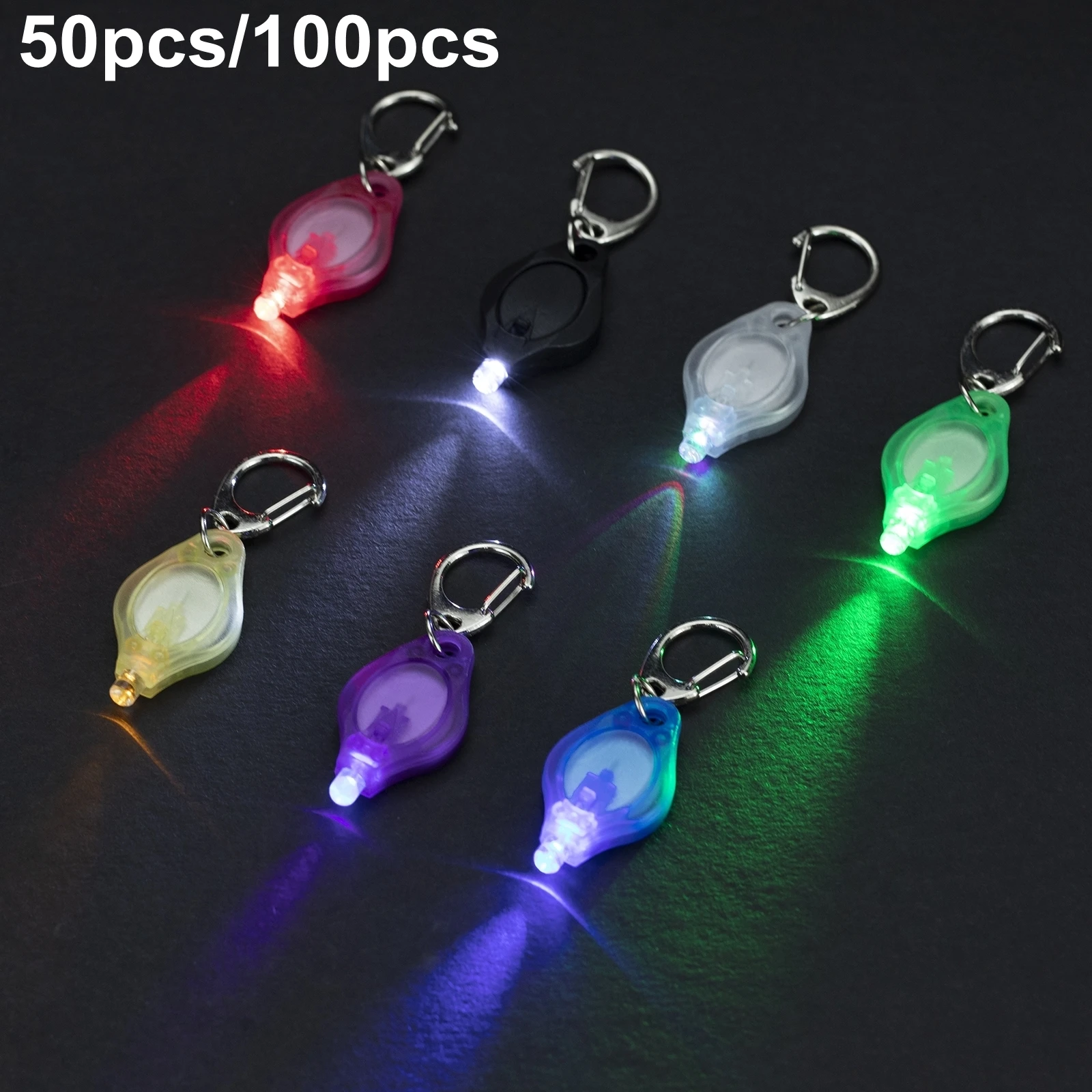 1/10/50/100pc/Mini llavero de luz LED blanco rojo amarillo verde azul púrpura linterna de luz portátil iluminación de emergencia lámpara de antorcha - imagen 3