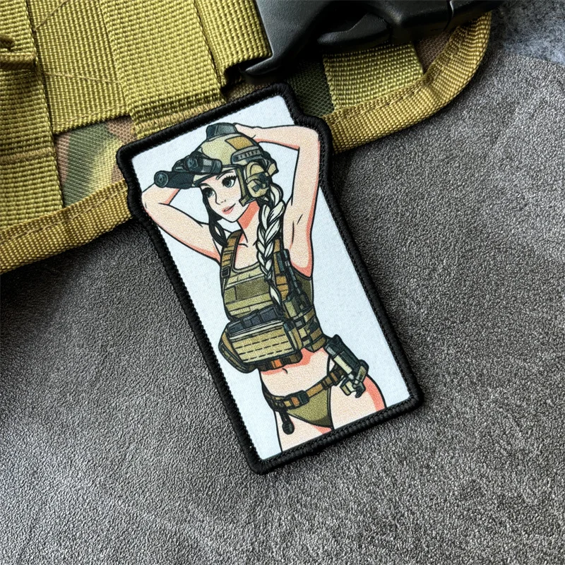 Parche táctico insignia moral estampado chica gancho y bucle - imagen 3