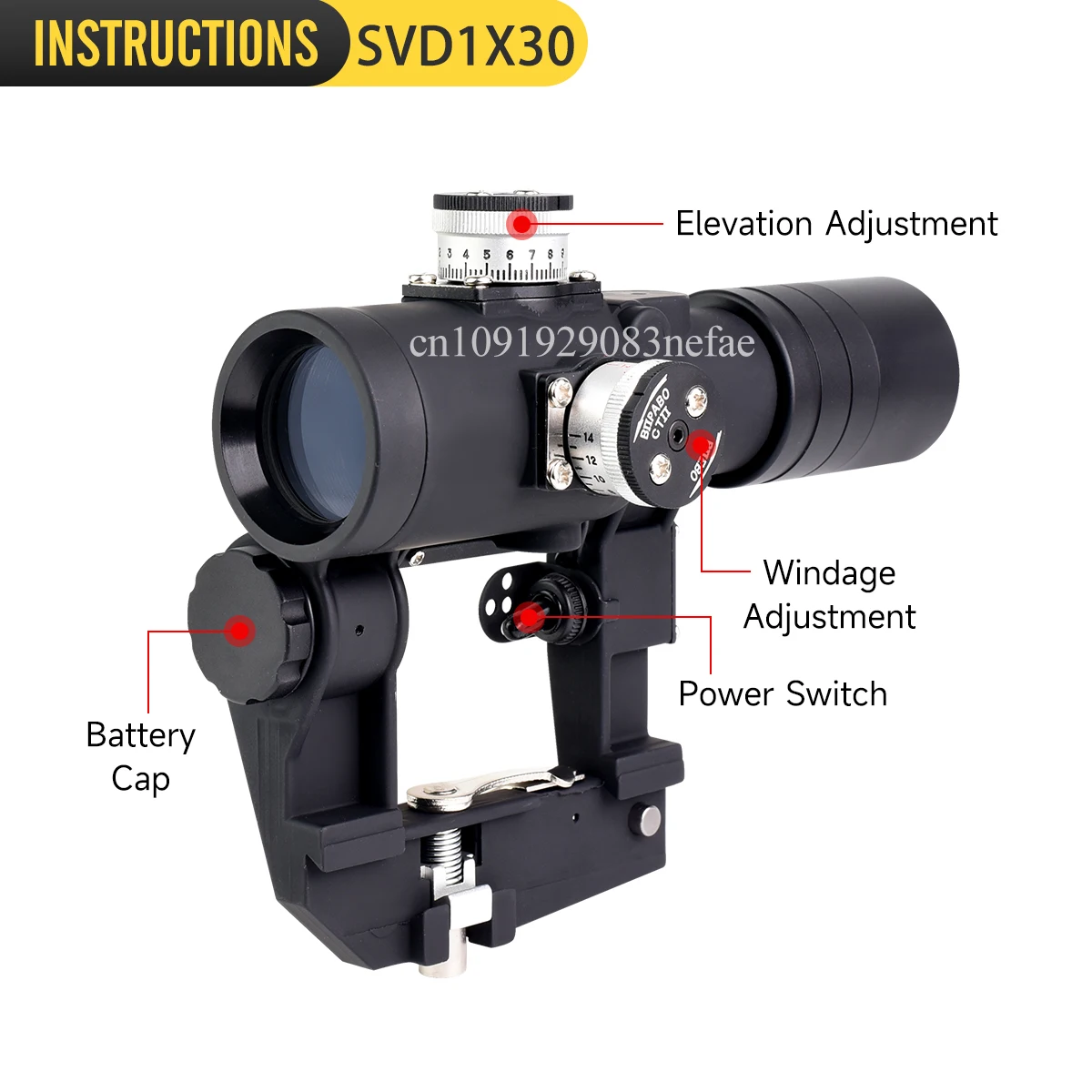 Mira réflex rusa 1x30 SVD, mira telescópica táctica iluminada roja, adquisición de objetivo, se adapta a equipo Airsoft de tiro de caza - imagen 2