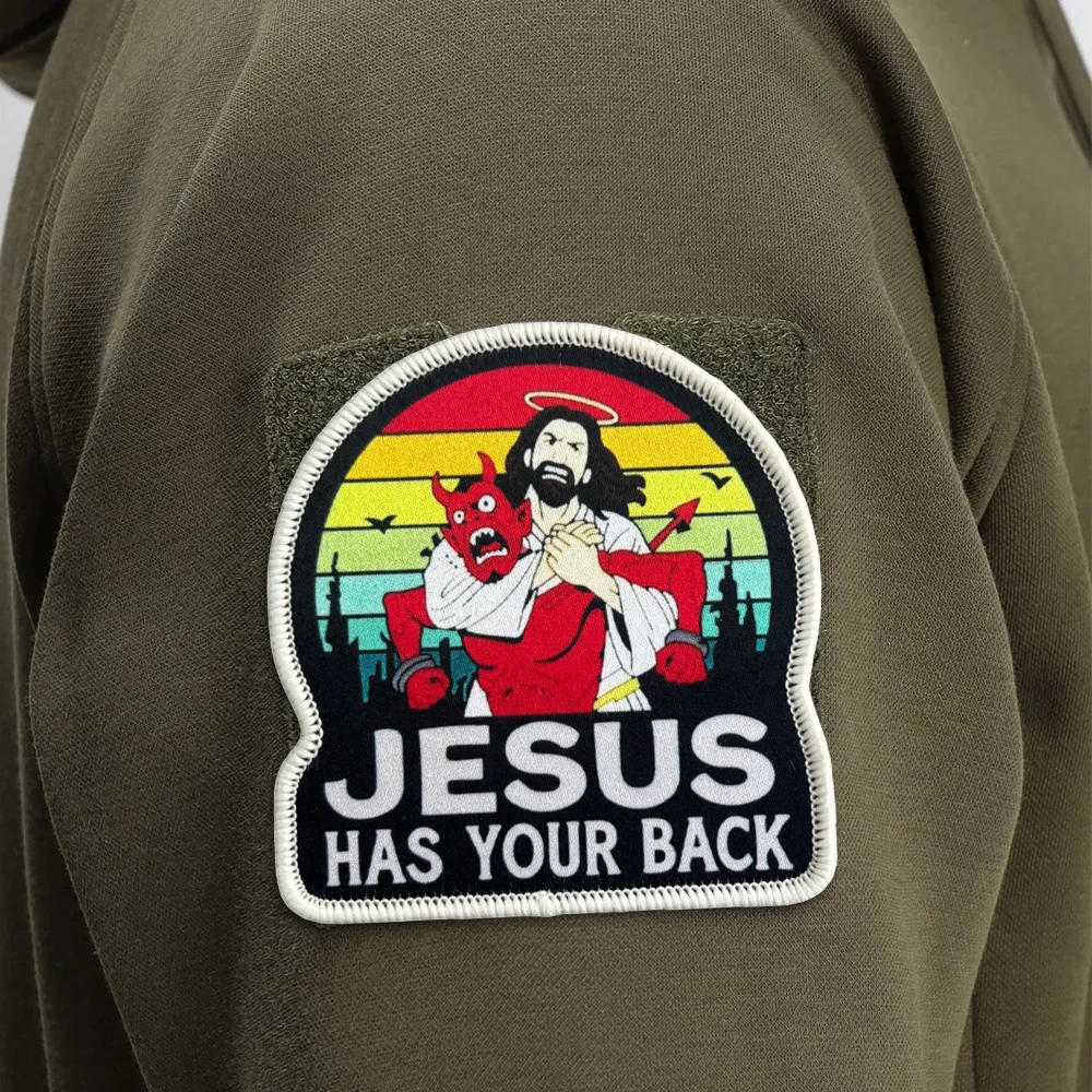 Jesús tiene tu moral de espalda parches tácticos en la ropa parche divertido de gancho y bucle insignia militar brazalete mochila pegatinas