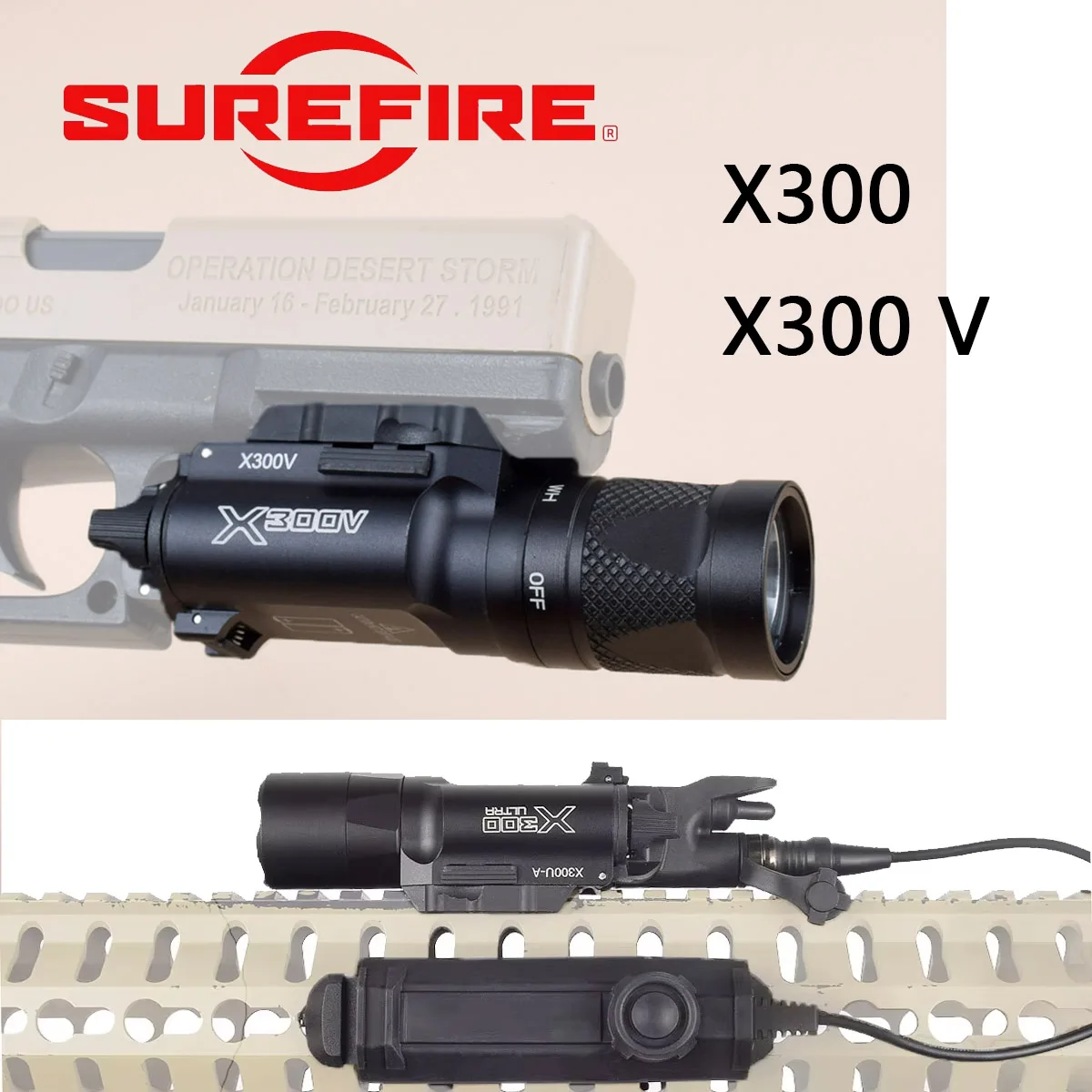 Surefire-linterna táctica X300 Ultra X300U X300V IR, interruptor remoto de doble función, luz de caza, Control momentáneo constante