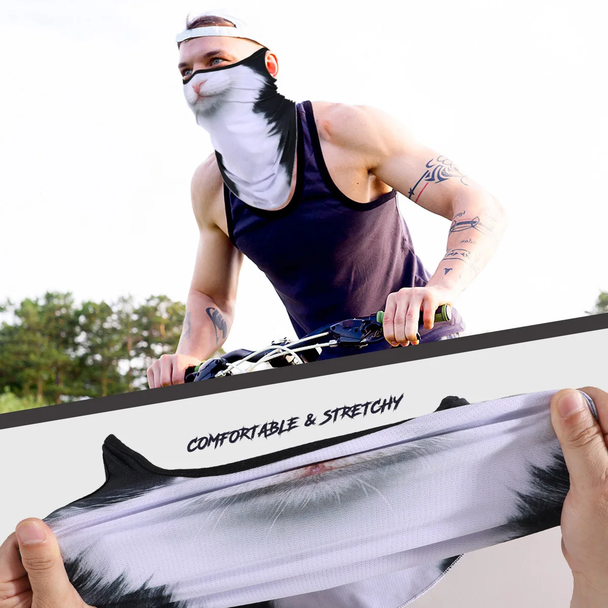 Bufanda mágica de animales en 3D, Bandana transpirable, calentador de cuello, polaina colgante para oreja, deportes al aire libre, máscara facial triangular, pañuelo para el cuello de verano - imagen 5