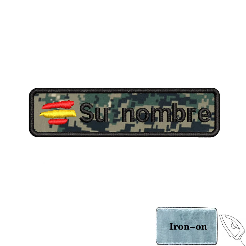 Parche de bandera con nombre personalizado, insignia de rayas, lazo de hierro o gancho, Camuflaje, Andalucía, Islas Canarias, España, 10cm x 2,5 cm, 1 unidad - imagen 4
