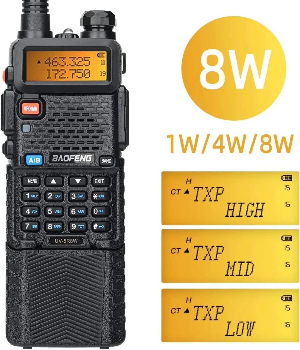 Baofeng UV-5R 8W 3800mAh Walkie Talkie Tri Power tipo C VHF UHF banda Dual de largo alcance para UV5R K5 portátil Ham CB Radio bidireccional - imagen 2