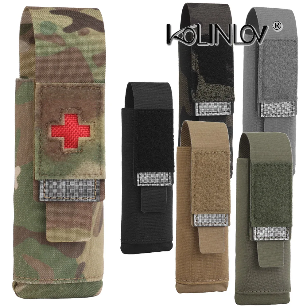 Bolsa médica táctica para torniquete de gato, chaleco de caza al aire libre, cinturón Molle, funda de almacenamiento para linterna, bolsa de herramientas para patrulla de caballero