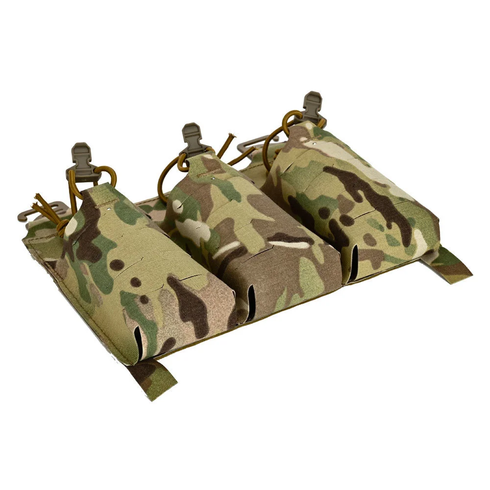 Bolsa Triple M4 para cargador, solapa frontal táctica adaptable, retención de gancho G, Bungee Pull Tab, corte láser, laminado, nailon 500D, Airsoft, 5,56 - imagen 5