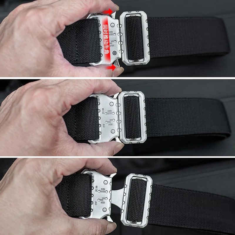 Cinturón táctico con atracción magnética, hebilla magnética, inserción y extracción rápida elástica, ropa de trabajo, cinturón tejido - imagen 2