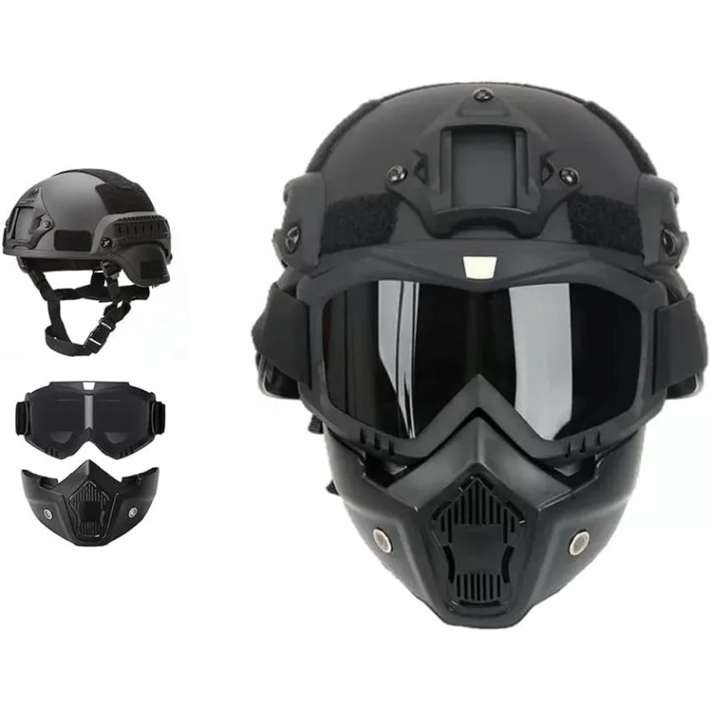 Casco integral táctico militar MICH ABS-gafas desmontables y soporte NVG para Riot Airsoft CS protección para juegos de guerra al aire libre Ge