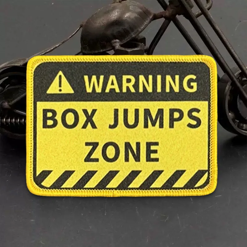 Caja de advertencia JUMPS ZONE parche táctico parches de gancho y bucle brazalete insignia de moral militar Chevron mochila chaleco pegatinas - imagen 5