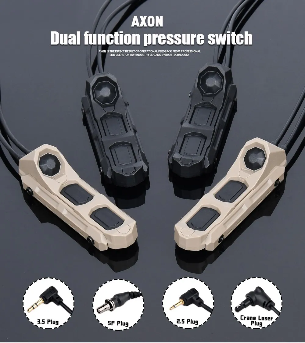 Un anuncio en blanco y negro para un interruptor de presión de doble función