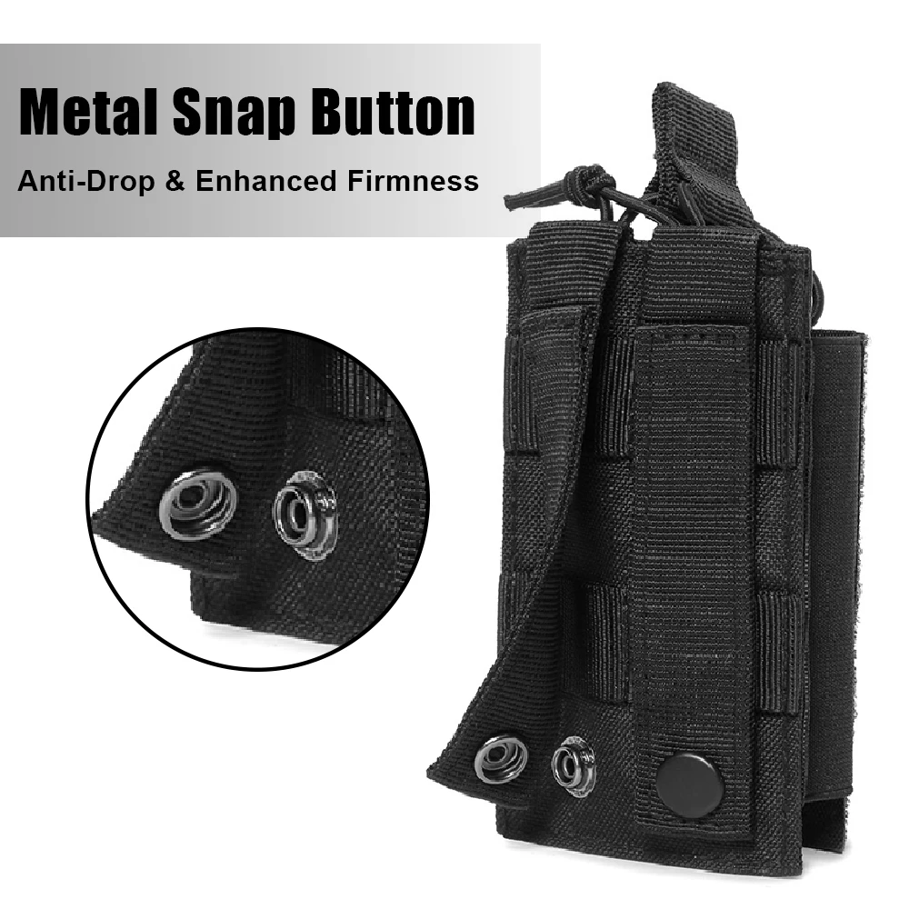 Bolsa táctica para revistas 5,56, Walkie Talkie, bolsa para revistas individual, Molle con tapa abierta, soporte magnético cortado con láser, accesorios de caza - imagen 4