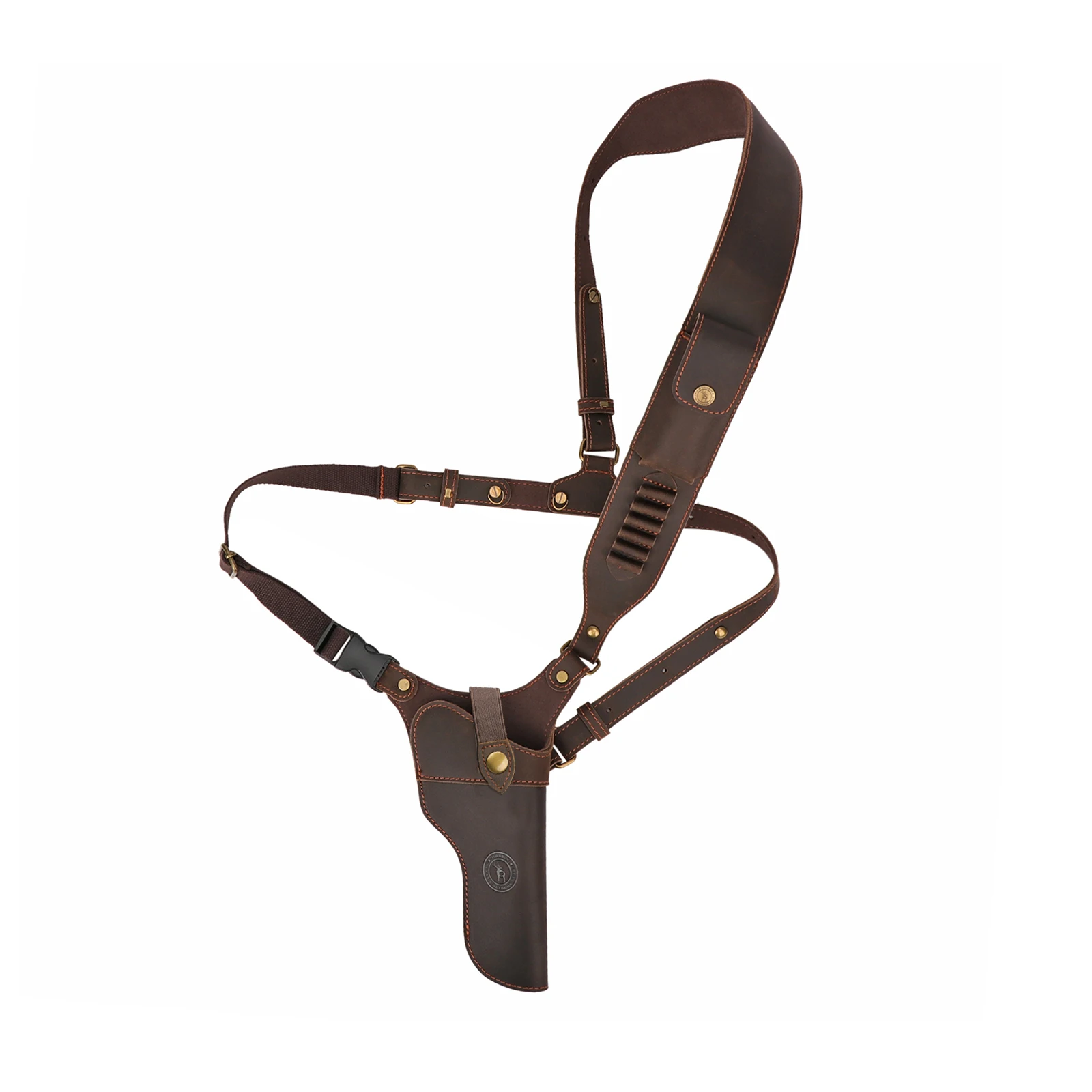 Tourbon-Funda de cuero para pistola de caza, cinturón ajustable con 5 soportes de carcasa, compatible con cartuchos de 38/9mm/357