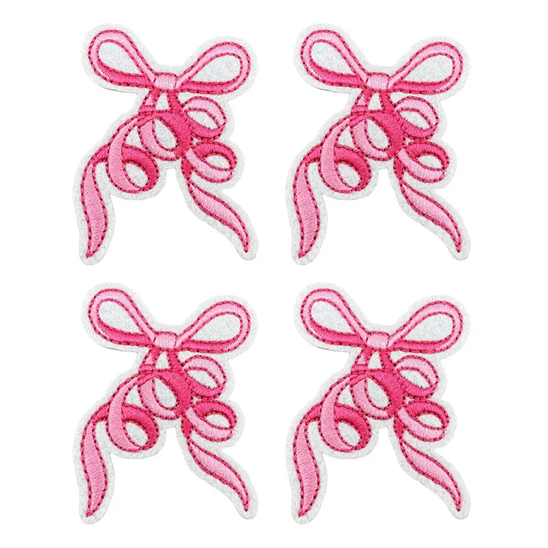 10 Uds parche de dibujos animados pajarita rosa parches bordados DIY parches para planchar para ropa parches termoadhesivos decoración de ropa - imagen 2