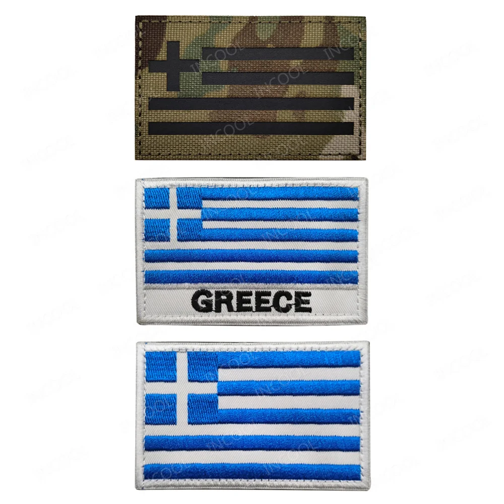 Parches bordados de bandera de Grecia, goma de PVC helénica, parche reflectante IR con apliques griegos, insignias decorativas para ropa, bolsa, chaqueta - imagen 3