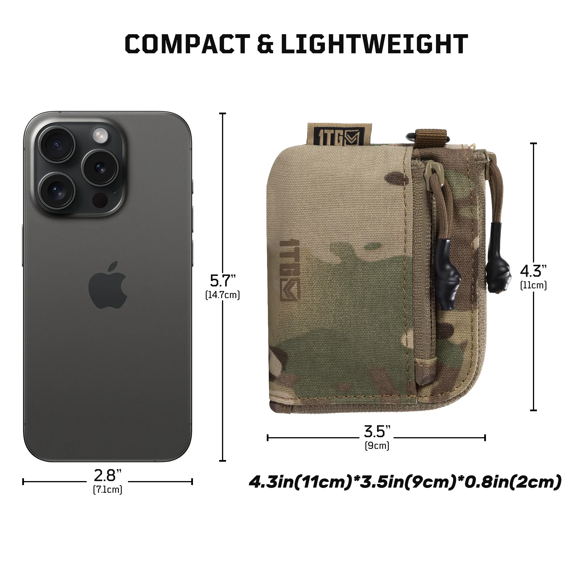 Monedero táctico 1TG, cartera minimalista 500D, monedero, tarjetero, bolsa para dinero, bolsa táctica con cremallera YKK, camuflaje - imagen 5