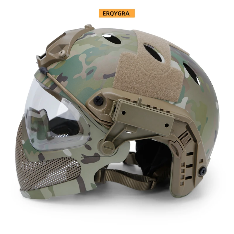 ERQYGRA casco de piloto de caza táctica, malla de acero, protección de alta calidad, Paintball, Wargame, Airsoft, accesorios de seguridad para exteriores - imagen 4