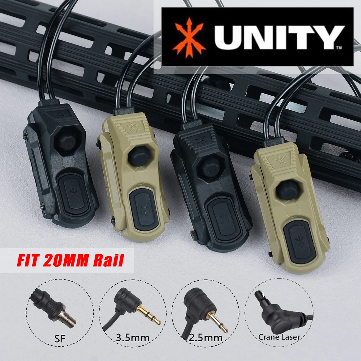 UNITY AXON interruptor de presión remoto en línea linterna de doble función PEQ NGAL láser SureFire M300 M600 2,5 3,5 enchufes de grúa - imagen 2