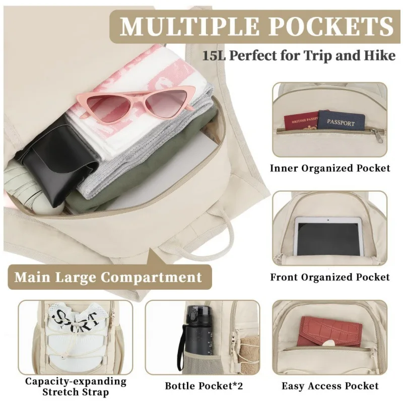 Mochila con cordón para senderismo al aire libre, para hombres y mujeres, senderismo, Camping, viaje de entrenamiento, mochila plegable, mochila escolar para ordenador portátil para estudiantes - imagen 5