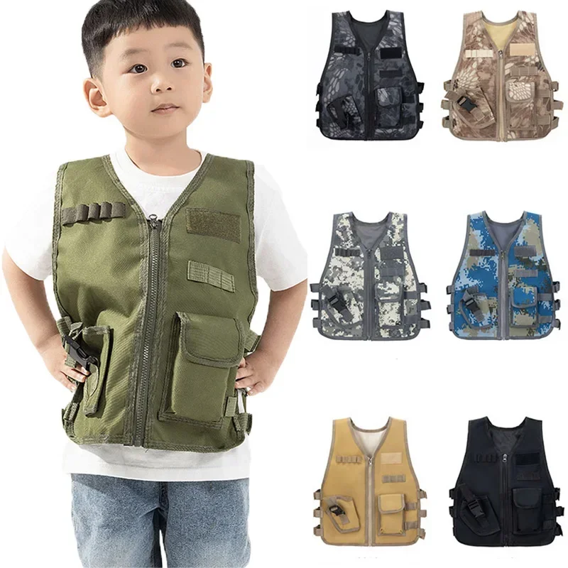 Chaleco de camuflaje de combate para niños, chalecos Airsoft para exteriores, chaleco táctico de Paintball, equipo CS, uniforme de francotirador para niños y niñas - imagen 3