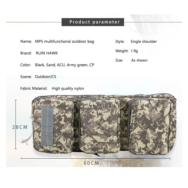 Bolsa para Rifle táctico militar de 60cm con escopeta acolchada, balas coloridas, equipaje de entrenamiento, accesorios de pesca y caza - imagen 3