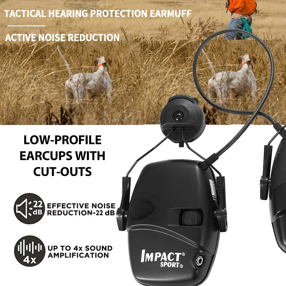 Orejeras electrónicas para tiro, protección auditiva electrónica activa, casco con reducción de ruido, versión montada, auriculares tácticos - imagen 3
