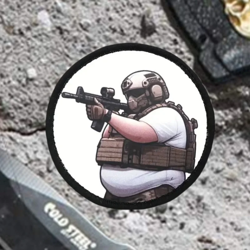 Parches tácticos americanos con insignia de moral para hombre gordo, brazalete militar con gancho y bucle, accesorios para mochila, pegatinas de impresión - imagen 3