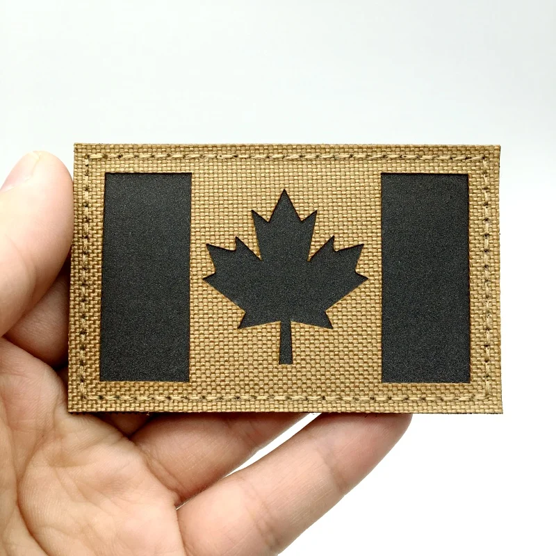 Parche reflectante IR con bandera de Canadá, parches de gancho y bucle, apliques tácticos con cierre de gancho y bucle, duradero, termoadhesivo, 1 ud. - imagen 3