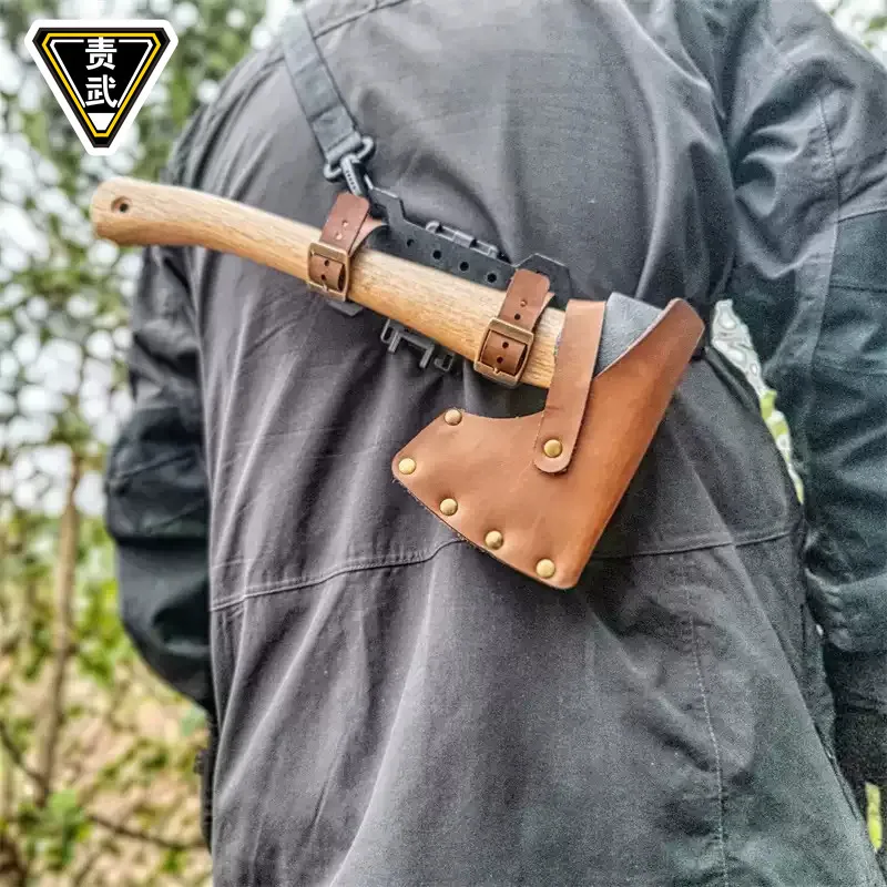 Funda para hacha de cuero ajustable para camping y aire libre - imagen 2