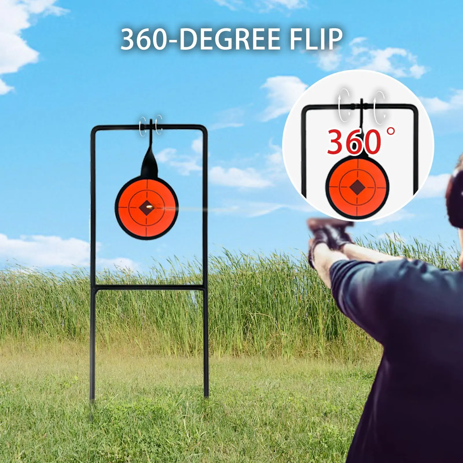 Reinicio automático del objetivo de tiro de metal 360 °   Objetivo giratorio de acero para pistola BB, Rifle, pistola Airsoft, práctica de tiro - imagen 3