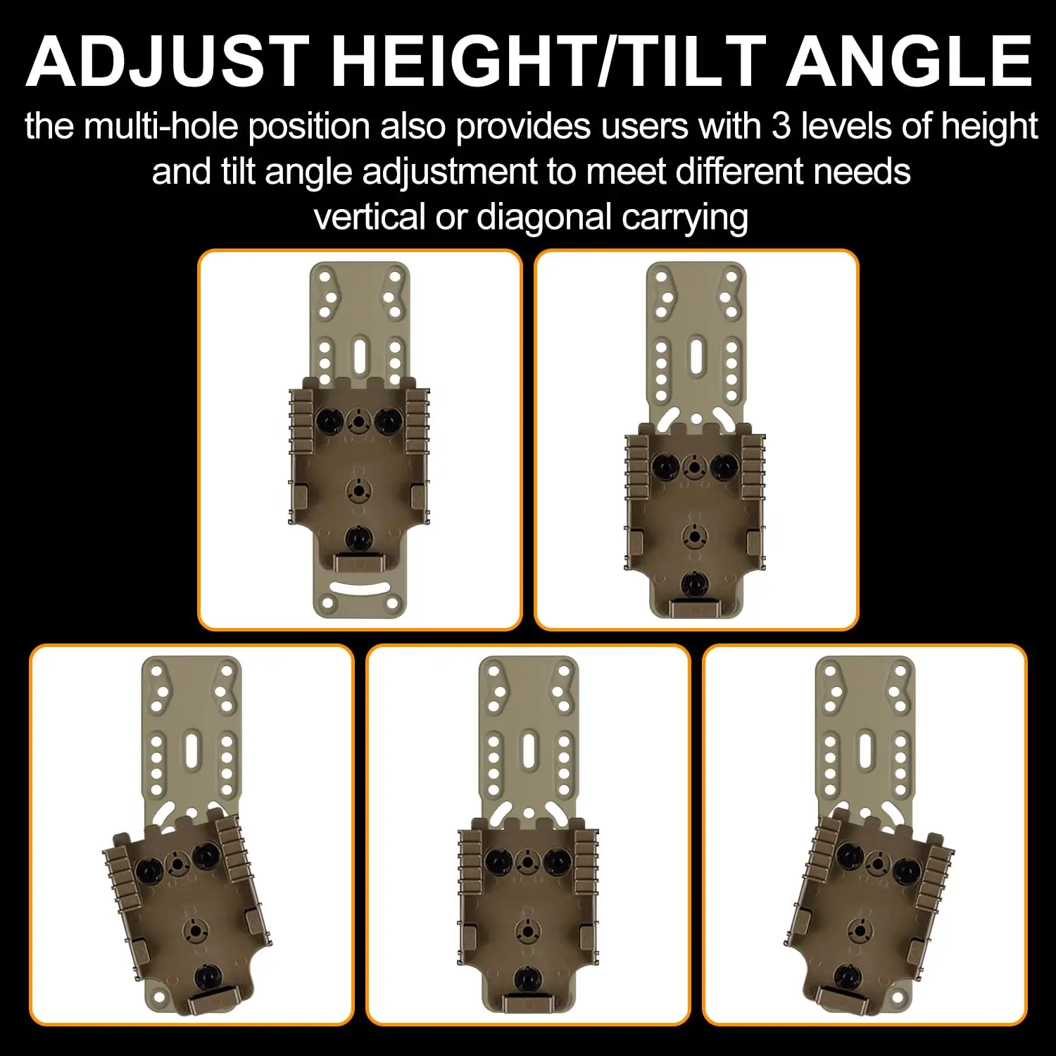 Metal Modular Holster Adaptor Universal Expansion Board Adjustable Multi-Angle Hole Tactical Sink Holster Drop Leg Hanging Plate - imagen 3