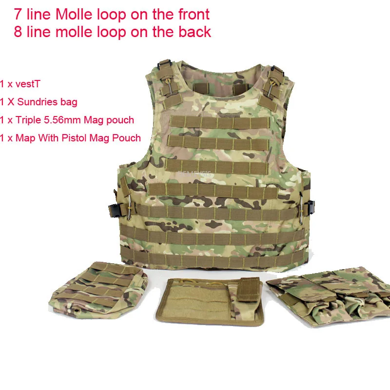 Chaleco táctico militar de asalto Airsoft, portador de placa Multicam Molle Mag, equipo de pecho de munición, arnés de armadura corporal de Paintball - imagen 4