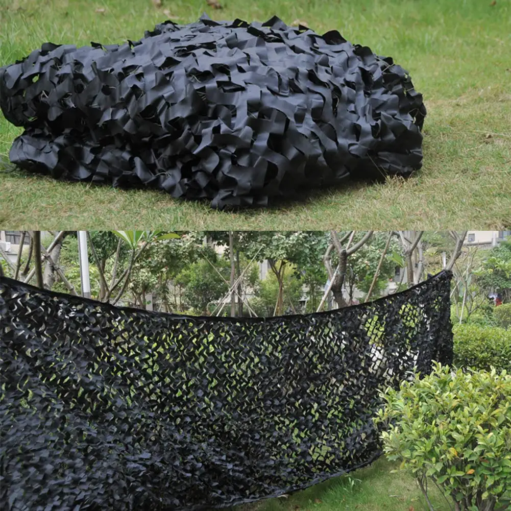 Red de camuflaje negra 2m * 2 5 6 7 8 2,5m 3x3 4x4 parasol vela refugio caza camuflaje red jardín tienda dosel cubierta toldo sombrilla - imagen 4