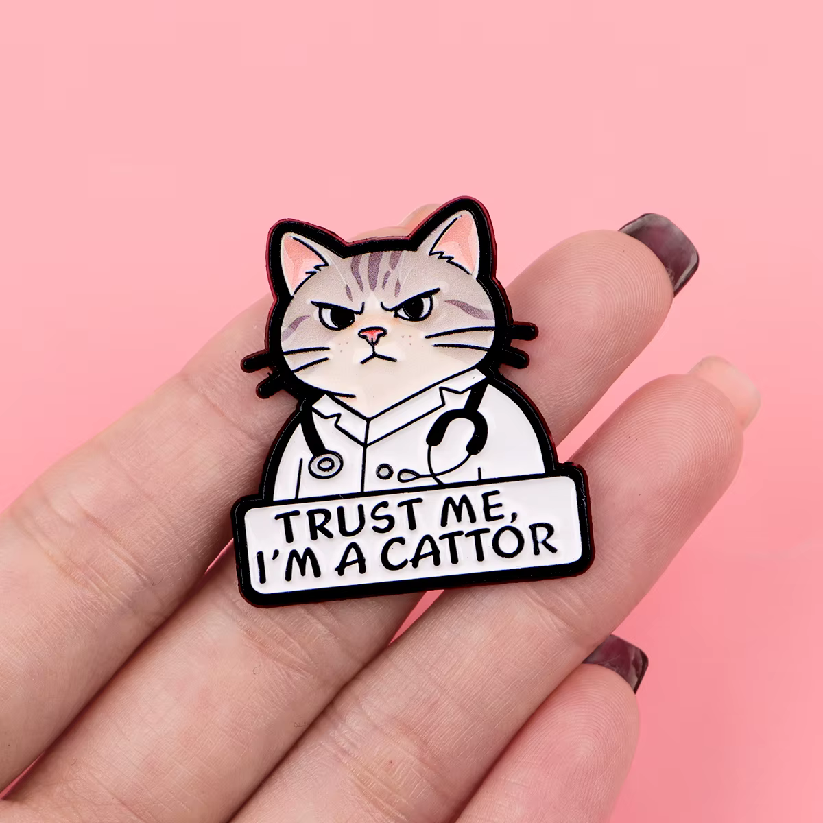 Pin esmalte Veterinario Gatos – Broche humorístico chaqueta militar - imagen 5