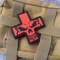 Parches impresos con insignia de moral divertida de Cruz del cráneo para ropa, brazalete militar táctico, pegatinas para mochila con gancho y bucle