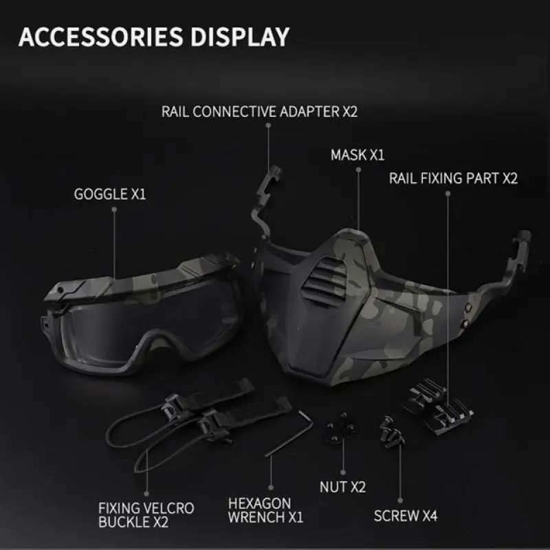 Accesorios para casco al aire libre Máscara y gafas tácticas divididas - imagen 4