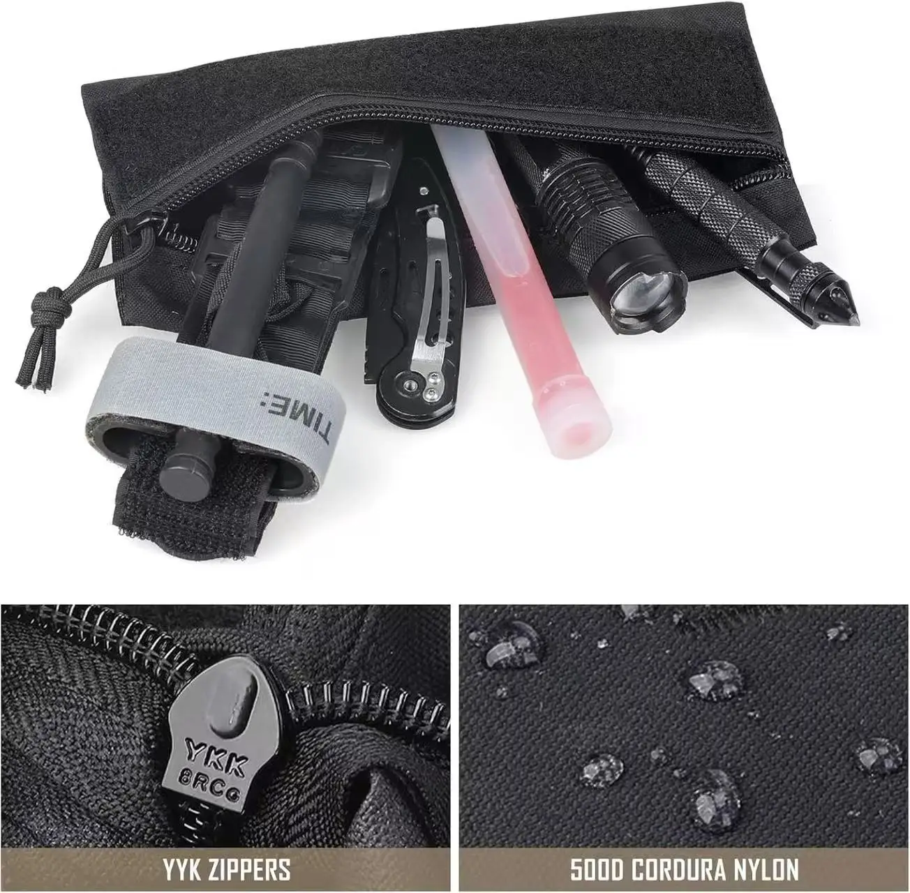 Bolsa táctica con cremallera para herramientas, organizador EDC de inserción de bolsa, accesorios de bolsillo de almacenamiento de administrador de utilidad, bolsa para aperitivos con respaldo de gancho para - imagen 5