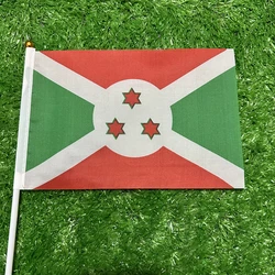 Bandera Burundi poliéster con asta de plástico para agitar a mano