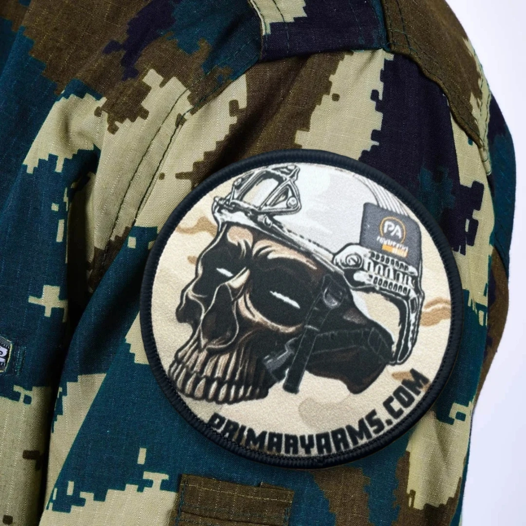 Parches impresos con insignia de moral de calavera de brazos primarios para ropa, brazalete militar táctico, gancho y bucle, accesorios para mochila, pegatinas