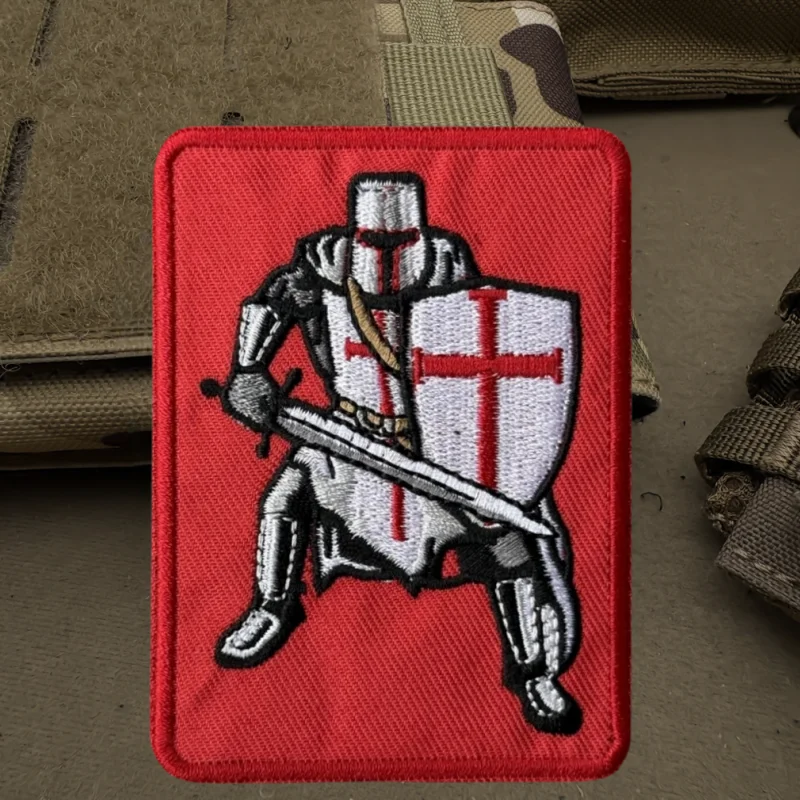 Parche bordado de caballero cruzado, chaleco táctico, insignia de moral con gancho y bucle, pegatinas decorativas para mochila, parches para brazalete para ropa - imagen 4