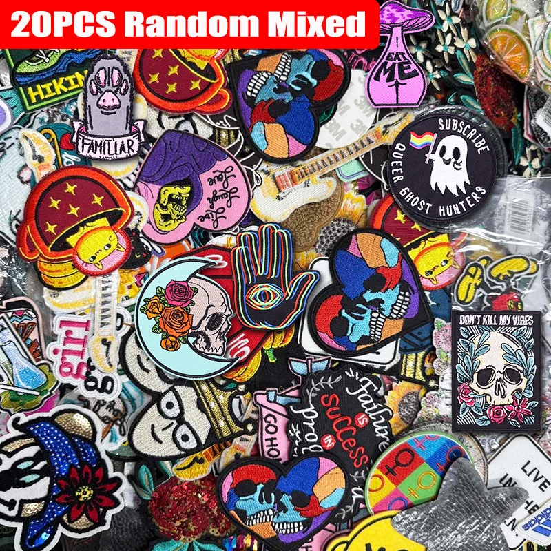 20 piezas parches bordados mezclados al azar chaquetas Jeans DIY parches termoadhesivos para ropa insignias bordadas