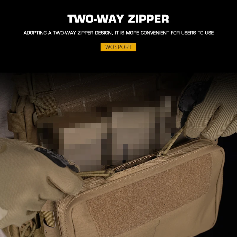 Bolsa GP de nailon con cremallera bidireccional, bolsa de administrador MOLLE ARC, bolsa frontal de chaleco, bolsa táctica para accesorios de caza - imagen 2