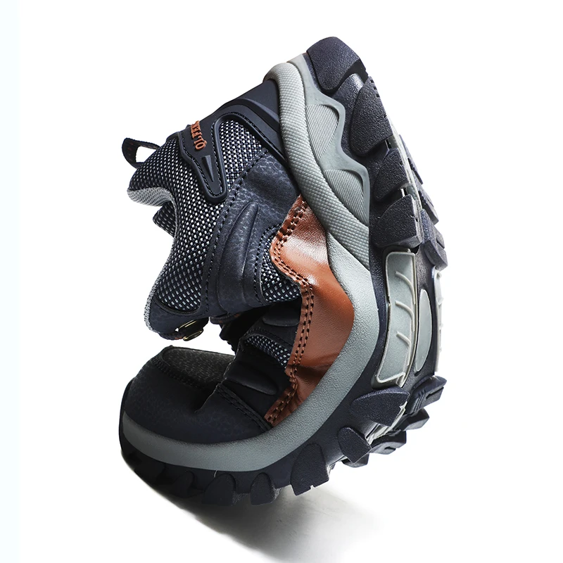 HIKEUP-Botines impermeables de cuero genuino para hombre, botas de nieve de invierno, zapatos de seguridad para el trabajo de goma transpirables, talla grande 36-48 - imagen 5