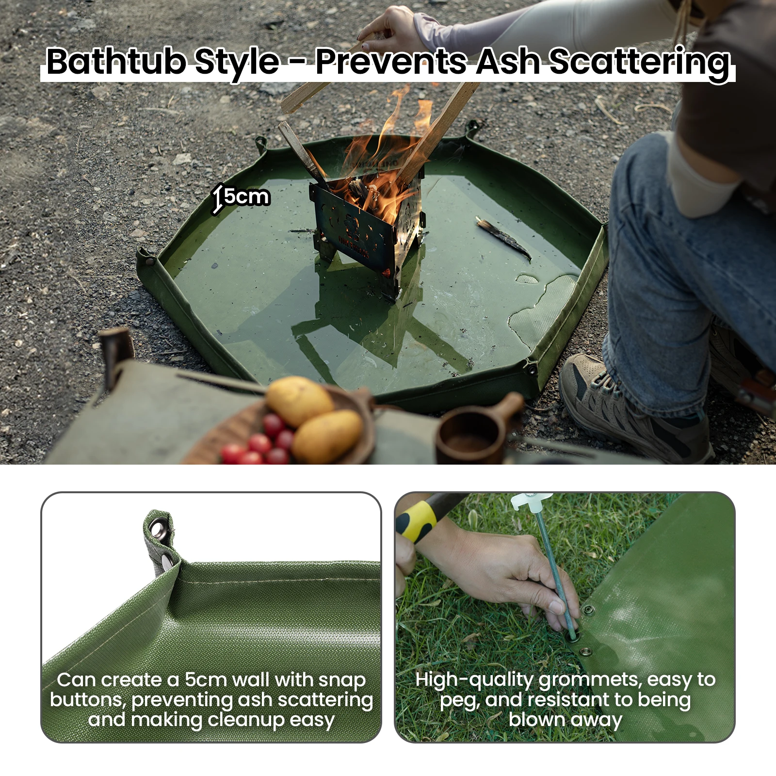 OneTigris-alfombrilla ignífuga para exteriores, estufa de Camping, fogero para acampar, Picnic, barbacoa, manta ignífuga plegable - imagen 3